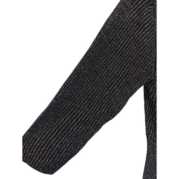 LAUREN MICHELLE FUR TRIM Cardigan Black Silver‎ Adorable XL 3/4 sleeves Gorgeous - Picture 2 of 4